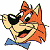 A 50x50 pixel animated buddy icon featuring a cartoon fox mascot on the left and green text reading "Original Icons .com" on a dark green background to the right, displayed as a contact sheet with two frames.