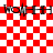 Red and white checkered background with black text 'WOLF' and 'WOLF' in two , animated overlay shifts across the image