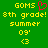 Green background with yellow pixelated text reading 'GOMS 8th grade! summer 09' and a red heart symbol above the first 'GOMS'.