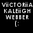 Pixelated text displays 'VICTORIA KALEIGH WEBBER' with a colon below, repeated side-by-side on black background.