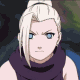 Anime-style character with white hair in a high ponytail, blue eyes, and a dark purple cowl, shown in multiple facial expressions against a blurred background.