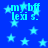 Blue background with light blue stars and repeated text 'my bff lexi s.' in cyan pixelated font.
