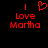 Red pixelated text and symbols on black background: 'I' above a heart symbol, followed by 'Love Martha' in two lines.