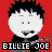 Pixelated cartoon character with spiky black hair and white face holding a guitar, repeated across nine colored backgrounds with 'BILLIE JOE' text below.