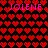 Pixelated red heart pattern background with pink text 'JOLENE' repeated four times in a