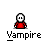 Pixel art vampire icon set with red-shirted figures, black-cloaked figures, and blood effects, arranged in a with text labels