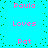 Pixelated text on a cyan background with green dots, displaying repeated phrases in pink and white lettering.