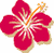 Static pixelated flower with five red petals, orange stamen, and beige outlines on white background.