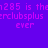 Pixelated text repeats across a purple background with a green gradient in the lower-left corner, showing 'n285 is the' and 'erclubsplus ever' in pink.