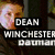 Animated sequence showing Dean Winchester from Supernatural with text overlay and changing background elements.