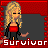 Pixel art of a blonde woman in red top and black jacket, standing against dark gray background with red border; text "Survivor" appears below her.