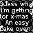 Black-and-white animated text repeats 'Guess what I'm getting for x-mas An easy bake oven.' with pixelated white stars scattered across the background.