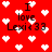 Red background with white pixelated hearts and repeated black text "I love Lexi<33" in a pattern