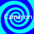 Four identical blue and cyan spiral patterns arranged in a with white text "Cameron" overlaid on each spiral