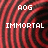 Pixelated red and black background with white text reading 'AOG' above 'IMMORTAL' in blocky font.