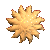 Animated contact sheet of 25 frames showing a golden sunburst icon with varying radiance and outline intensity across sampled animation frames.
