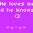 Purple background with white pixelated text reading "He loves mHe loves m d he knowsd he knows" and two heart-eye emoticons, below which are pink and purple pixelated hearts.