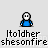 Pixelated blue-and-white character icons with varying poses and expressions, some holding speech bubbles or globes, displayed in a