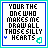 nine identical square with blue borders, each containing pixelated text and animated heart icons