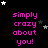 Black background with pink text 'simply crazy about you!' repeated in a , surrounded by white and gray stars