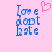 Pixelated blue text 'love don't hate' on pink background with pink heart symbol above text in left view, no heart in right view.