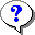 Four pixelated blue symbols inside white speech bubbles on a gray background, arranged in a 2x2 contact sheet with black outlines and subtle shadows.