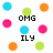Pixelated icon with scattered colored circles and text phrases on white background, transitioning to gray area.