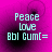Pixelated text 'Peace love Bbi Cum[=' on a magenta background with dark circular gradients, displayed in four identical quadrants.