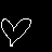 Six pixelated heart outlines in white, light pink, and magenta hues arranged in two on a black background with subtle animation changes across frames