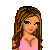Pixel art contact sheet showing a female character in pink top and white shorts with text "Brunettes Do It Best!" across two frames, one full-body view on left and partial torso/legs on right.