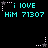 Pixelated cyan text on black background with animated star and dot patterns changing position across frames.