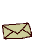 Four pixelated envelope icons arranged in a , each with brown outlines and light yellow fill against gray background