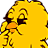 Pixelated yellow chick with brown accents, orange beak, and dark eyes in a static pose against white background.