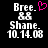 Two side-by-side pixelated text displays with identical white text on black background, one featuring a pink heart symbol above 'Bree.'