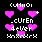 Pixelated text and pink heart icons on a black background, with text and heart positions shifting across frames.