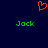 A static pixel art image with a dark blue background, featuring a red heart-shaped icon above two green 'Jack' text labels.