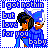 A 4-frame animated contact sheet of a pixel art character in blue clothing with text "I got nothin but love for you baby" displayed around the figure, showing subtle color variations between frames.