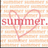 A static pixel art icon with a peach and white striped background, featuring a red heart outline and the word 'summer.' in red pixelated text.