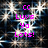 Pixelated text in bright pink on a starry background with light bursts, showing multiple variations of phrases.