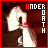 A 3x3 contact sheet of animated frames showing a white stick figure with red accents performing a repetitive motion against a dark background, accompanied by vertically stacked text reading "UNDEROATH" in alternating red and white lettering.