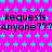 A static image with a bright pink background covered in small cyan stars, displaying repeated text "Requests Anyone???" in black pixelated font.
