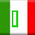 Green, white, and red vertical stripes form a background with a green rectangle on the left stripe and black heart outline on the right stripe; 'italy!' text appears below in red outlined letters.