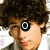 A person with curly brown hair appears in three views, each with a different black square icon over the eyes: one showing a white circle outline, another displaying two vertical bars, and the third featuring a lowercase 'g'.