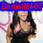 A four- shows a woman with long dark hair in a black dress, with red text overlays changing