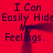Red background with repeated text "I Can Easily Hide My Feelings.." in dark purple, forming a pixelated frame around the center.