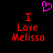 Pixelated red text "I Love Melissa" on black background with pink heart symbol above, two identical static frames side-by-side.