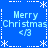 Blue background with white dashed border and snowflake corners, displaying "Merry Christmas <3" text in four quadrants.