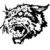 Black-and-white pixelated icon with abstract shapes and irregular edges, featuring a central white area surrounded by dark gray and black forms against a plain background.