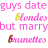 Animated contact sheet of a repeating text-based animation showing alternating phrases about dating preferences with color-coded hair types.