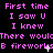 Pixelated text repeats across a black background with pink and white elements, showing animated sparkles on 'fireworks' words.